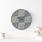 Gold Blue Star von David Art Panels Große Wanduhr (Zuhause)