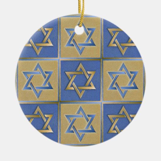 Gold Blue Star von David Art Panels Keramik Ornament (Vorne)