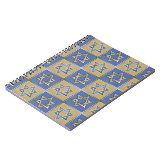 Gold Blue Star von David Art Panels Notizblock (Linke Seite)