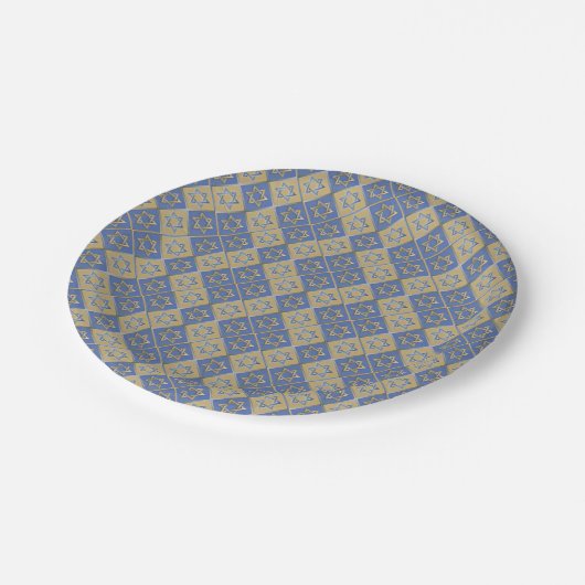 Gold Blue Star von David Art Panels Pappteller (Schrägansicht)