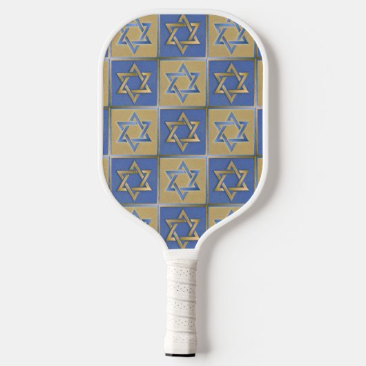 Gold Blue Star von David Art Panels Pickleball Schläger (Rückseite)