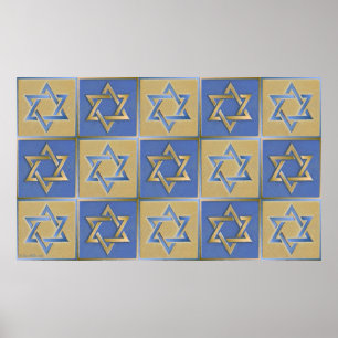 Gold Blue Star von David Art Panels Poster