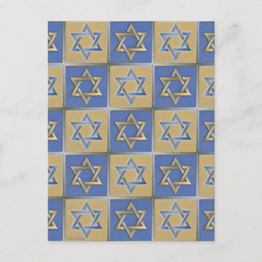 Gold Blue Star von David Art Panels Postkarte (Vorderseite)