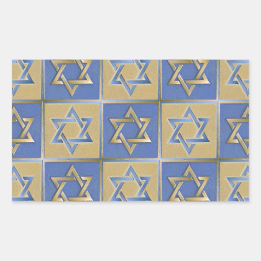 Gold Blue Star von David Art Panels Rechteckiger Aufkleber (Vorderseite)