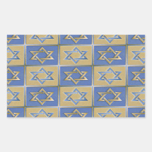 Gold Blue Star von David Art Panels Rechteckiger Aufkleber