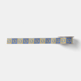 Gold Blue Star von David Art Panels Satinband