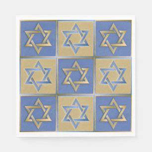 Gold Blue Star von David Art Panels Serviette