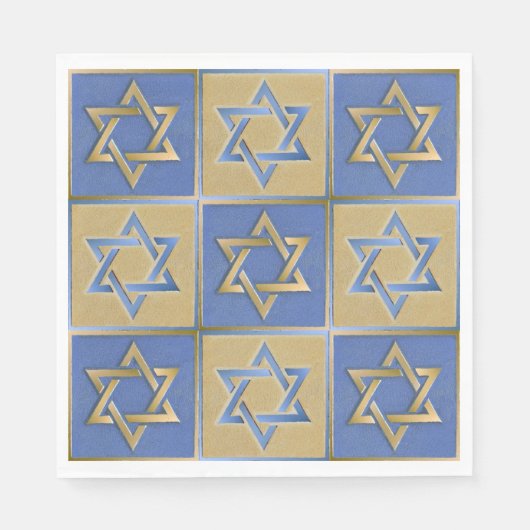 Gold Blue Star von David Art Panels Serviette (Vorderseite)