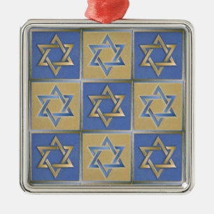 Gold Blue Star von David Art Panels Silbernes Ornament
