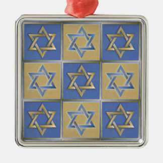 Gold Blue Star von David Art Panels Silbernes Ornament