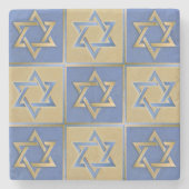 Gold Blue Star von David Art Panels Steinuntersetzer (Vorderseite)