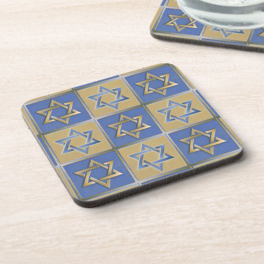 Gold Blue Star von David Art Panels Untersetzer (Linke Seite)