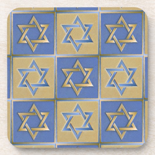 Gold Blue Star von David Art Panels Untersetzer (Vorderseite)