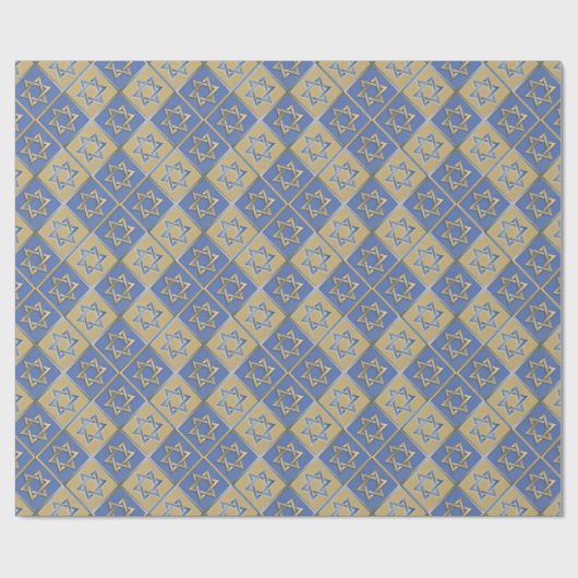Gold Blue Star von David Art Panels Wrapping Paper Geschenkpapier (Flach)