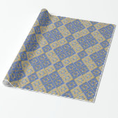 Gold Blue Star von David Art Panels Wrapping Paper Geschenkpapier (Ungerollt)
