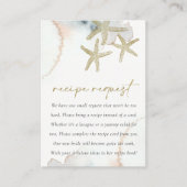 Gold Blue Starfish Rezept Brautparty Begleitkarte (Vorderseite)