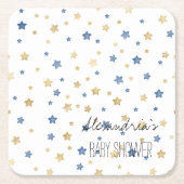 Gold Blue Starlight Stars Personalized Baby Shower Rechteckiger Pappuntersetzer (Vorderseite)