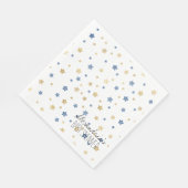 Gold Blue Starlight Stars Personalized Baby Shower Serviette (Ecke)