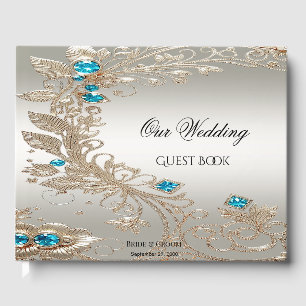 Gold Blue Stones Gästebuch verzieren