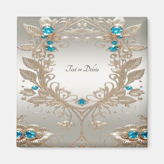 Gold Blue Stones Magnet verzieren (Vorne)
