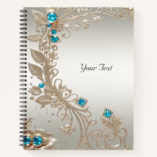 Gold Blue Stones Notebook verzieren Notizblock (Vorderseite)