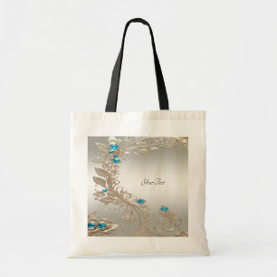 Gold Blue Stones Tote Tasche