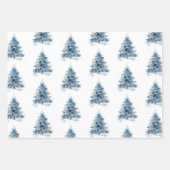 Gold Blue Stripes Christmas Tree Geschenkpapier Set (Vorderseite 2)