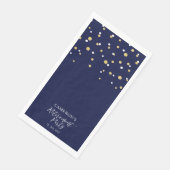Gold & Blue Stylish Confetti Retirement Party Serviette (Ecke)