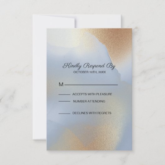 Gold & Blue Textur RSVP Karte (Vorderseite)