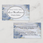 Gold Blue Texture Marmor Visitenkarte (Vorne/Hinten)