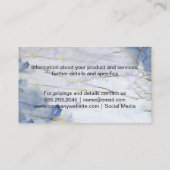 Gold Blue Texture Marmor Visitenkarte (Rückseite)