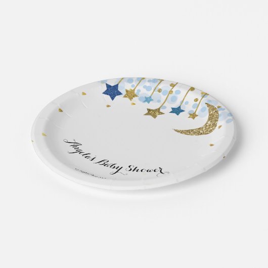 Gold Blue Tinkle Tinkle Baby Show Paper Plate Pappteller (Schrägansicht)