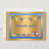 GOLD BLUE TOUR TRAIN DANKE EINLADUNG (Vorderseite)