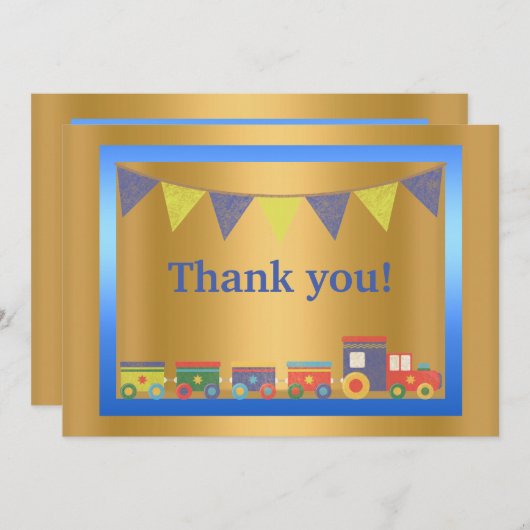 GOLD BLUE TOUR TRAIN DANKE EINLADUNG (Vorne/Hinten)