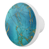 Gold Blue Türkise Metallic Marmor Trendy Keramikknauf (Rechts)