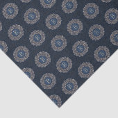 Gold Blue Verziert B Extravagant Damask Monogram Seidenpapier (Detail)