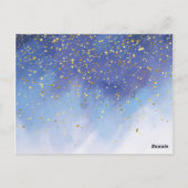 Gold & Blue Watercolor Christening Foto Vielen Dan Postkarte (Rückseite)