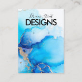 Gold Blue Watercolor Earring Display Card Visitenkarte (Vorderseite)