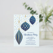 Gold Blue Weihnachtsgeschmuck Einladungen (Stehend Vorderseite)