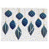Gold Blue Weihnachtsschmuck Große Geschenktüte (Rückseite)