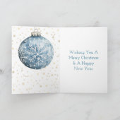 Gold Blue White Christmas Snowflakes Ornament Karte (Innenseite)