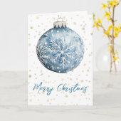 Gold Blue White Christmas Snowflakes Ornament Karte (Gelbe Blume)