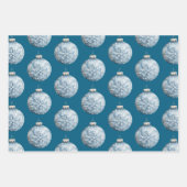 Gold Blue White Christmas Snowflakes Ornamente Geschenkpapier Set (Vorderseite 3)