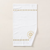Gold Blue White Nautical Boat Wheel Knot Monogram Badhandtuch Set (Handtuch)