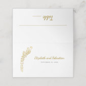 Gold Blüh Butterfly White Elegante Hochzeit Platzkarte (Außenseite Aufgefaltet)