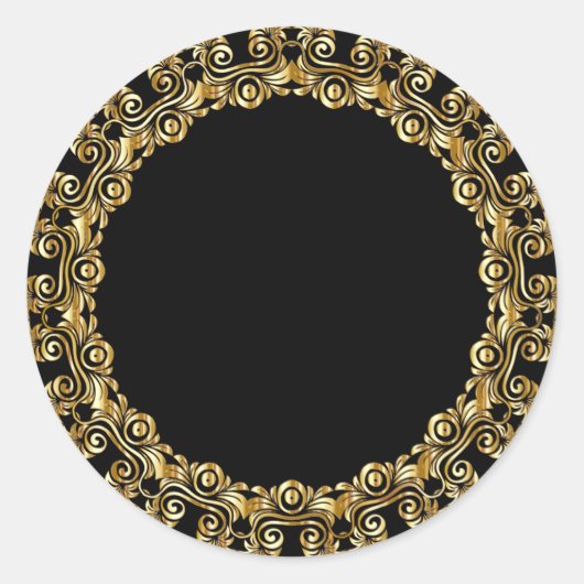 Gold-Blüh-Circle-Frame Runder Aufkleber (Vorderseite)