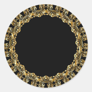 Gold-Blüh-Circle-Frame Runder Aufkleber