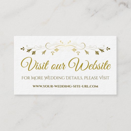 Gold Blüh Elegant Wedding Besuchen Sie unsere Webs Begleitkarte (Vorderseite)