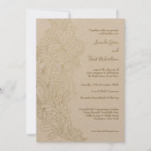 Gold Blüh KRAFT Natural Wedding Verlobung Einladung