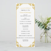 Gold Blüh Wedding Program Programm (Stehend Vorderseite)
